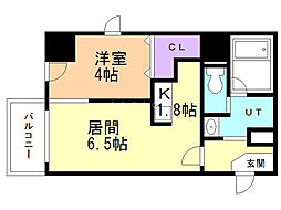 LEE東札幌A 1LDKの間取図画像