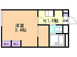 レオパレスオルシス 1Kの間取図画像