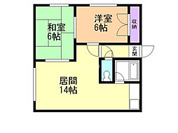 レジデンス平岡台 2LDKの間取図画像