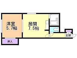 セレーナ南郷 1DKの間取図画像