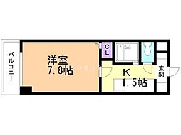 ドミール菊水 1Kの間取図画像