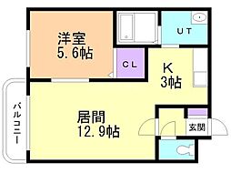 アフロディテ 1LDKの間取図画像