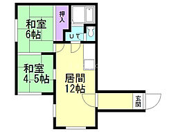 パナハイツハシバ 2LDKの間取図画像