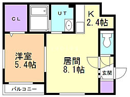 グランメールパインハート豊平 1LDKの間取図画像