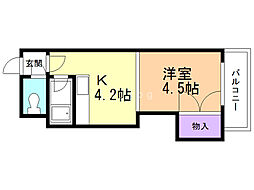 グランドール菊水 1DKの間取図画像