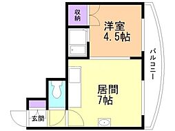 クリスタル 1LDKの間取図画像