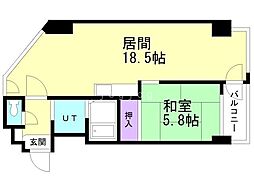 日興パレス東札幌 1LDKの間取図画像