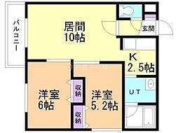 ecoa南郷7丁目 2LDKの間取図画像