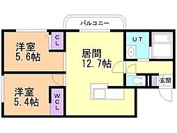 札幌市白石区平和通6丁目北マンション 2LDKの間取図画像
