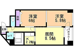 エスパシオ白石 2LDKの間取図画像
