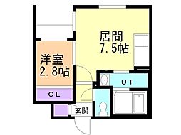 札幌市白石区南郷通7丁目南マンション 1LDKの間取図画像