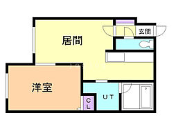 ブランノワール本郷通 1LDKの間取図画像