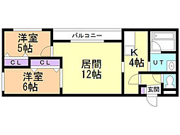 毘沙門天 2LDKの間取図画像