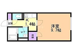 レオパレスサンシロイシ 1Kの間取図画像