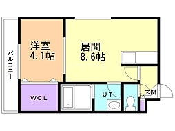 パークサイト東札幌 1LDKの間取図画像