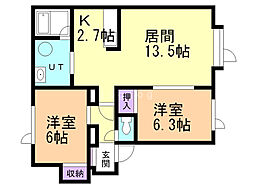 ブランシェみづほA 2LDKの間取図画像