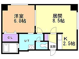ノペール平和通 1LDKの間取図画像