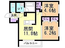 札幌市豊平区豊平一条4丁目マンション 2LDKの間取図画像