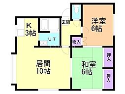 クオーターハイツ 2LDKの間取図画像