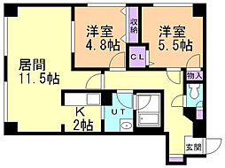 モデュロール 2LDKの間取図画像
