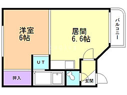 エンブレム南郷 1DKの間取図画像