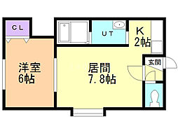 コートカムフォート2 1LDKの間取図画像
