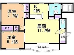 ファシール白石 2LDKの間取図画像