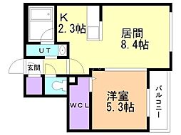 フェーラシュヴァル菊水 1LDKの間取図画像