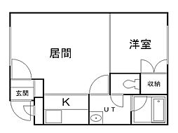ヒルクレスト栄通 1LDKの間取図画像