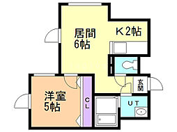 ロア・エスポワール 1LDKの間取図画像