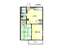 メゾン・ド・シュー 2階2DKの間取り