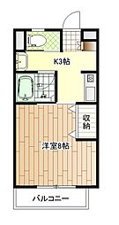 シティーコート岩石北館 1Kの間取図画像
