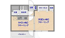 リファレンス呉服町 1DKの間取図画像