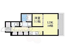 RJRプレシア博多楽水園 1LDKの間取図画像