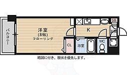 エンクレスト大手門2 1Kの間取図画像