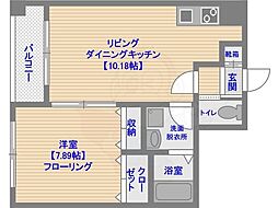 ラフィーネ博多駅前 1LDKの間取図画像