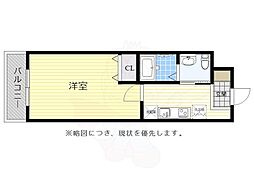 クレスティア天神サウス 1Kの間取図画像