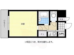 ピュアドームプログレッソ天神 1Kの間取図画像