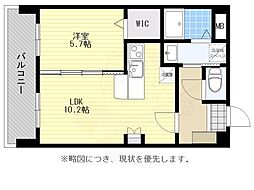 ピュア博多駅南弐番館 1LDKの間取図画像