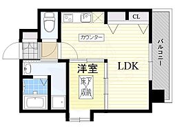 エステート・モア平尾公園通り 2Kの間取図画像