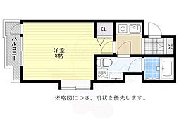 大産スカイマンション平尾 1Kの間取図画像