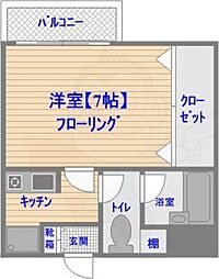 ピュアドームフローリオ博多 1Kの間取図画像