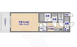 フィンリー大濠ベイウエスト 1Kの間取図画像
