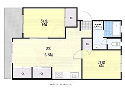 第二堤ハイツ 2LDKの間取図画像