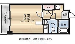 メモリアル博多 ワンルームの間取図画像