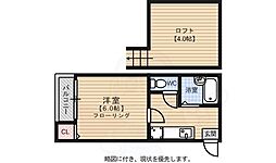 オーベルジュ平尾 1Kの間取図画像