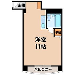 東武宇都宮線 東武宇都宮駅 徒歩13分の賃貸マンション 3階ワンルームの間取り