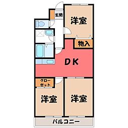 南晒屋コーポ 3DKの間取図画像