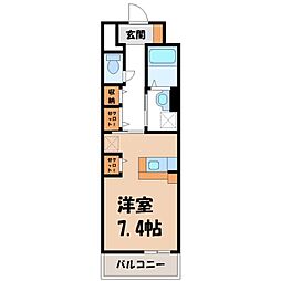 JR東北本線 宇都宮駅 バス12分 今泉八丁目下車 徒歩4分の賃貸マンション 1階ワンルームの間取り