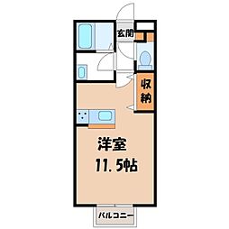 宇都宮芳賀ライトレール線 東宿郷駅 徒歩11分の賃貸アパート 2階1Kの間取り